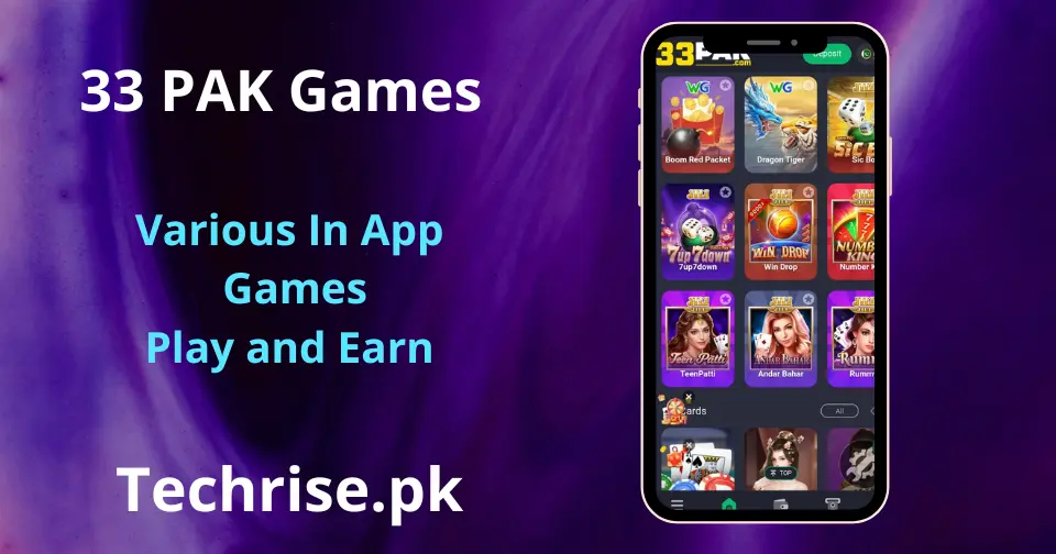 Explore various in-app games including Teen Patti, slots, and card games.
Play online games on 33 PAK and enjoy exciting entertainment features.