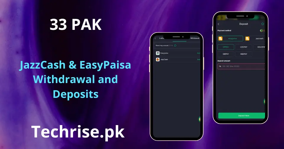 Use JazzCash and EasyPaisa for secure deposits and withdrawals in 33 PAK.
Manage transactions easily with fast payment support inside the app.