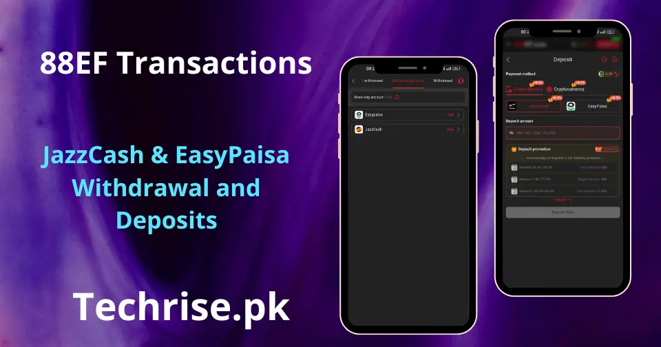 Use JazzCash and EasyPaisa for secure deposits and withdrawals in 88EF App.
Manage transactions easily with fast payment support inside the app.