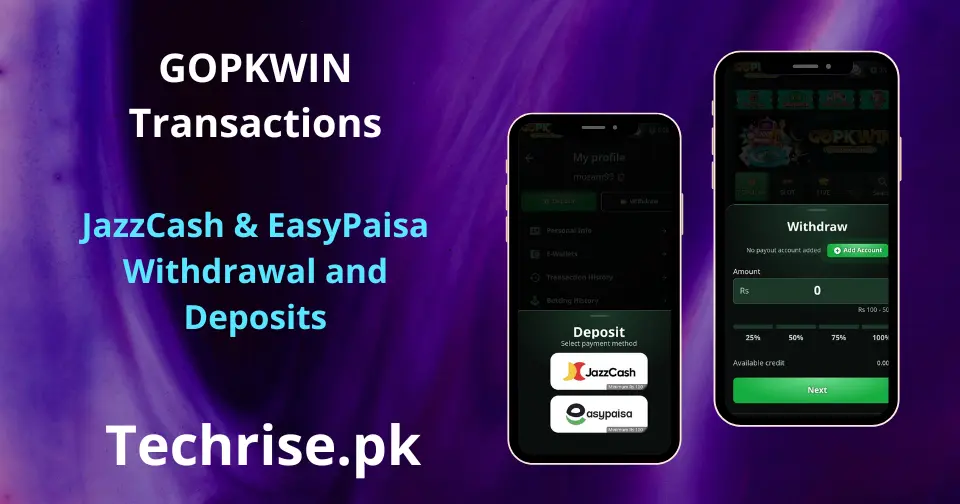 Use JazzCash and EasyPaisa for secure deposits and withdrawals in GOPKWIN.
Manage transactions easily with fast payment support inside the app.