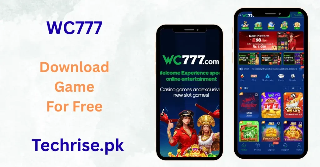 Get WC777 APK Download for Free on Techrise.pk - Enjoy premium online casino slots, Aviator and live games with massive rewards in Pakistan