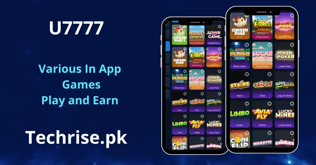 U7777 real money withdrawal screen showing JazzCash, Easypaisa, and Bank Transfer options
U7777 deposit screen with minimum Rs 100 and maximum Rs 50,000 via JazzCash and Easypaisa
