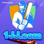 Official 1JJ.com app logo featuring a cricket player emblem. 1JJ gaming app logo showcased on Techrise.pk.