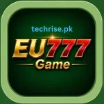 EU777 Game official app logo with green and gold badge design. EU777 APK download logo featured on Techrise.pk for gaming app download link.