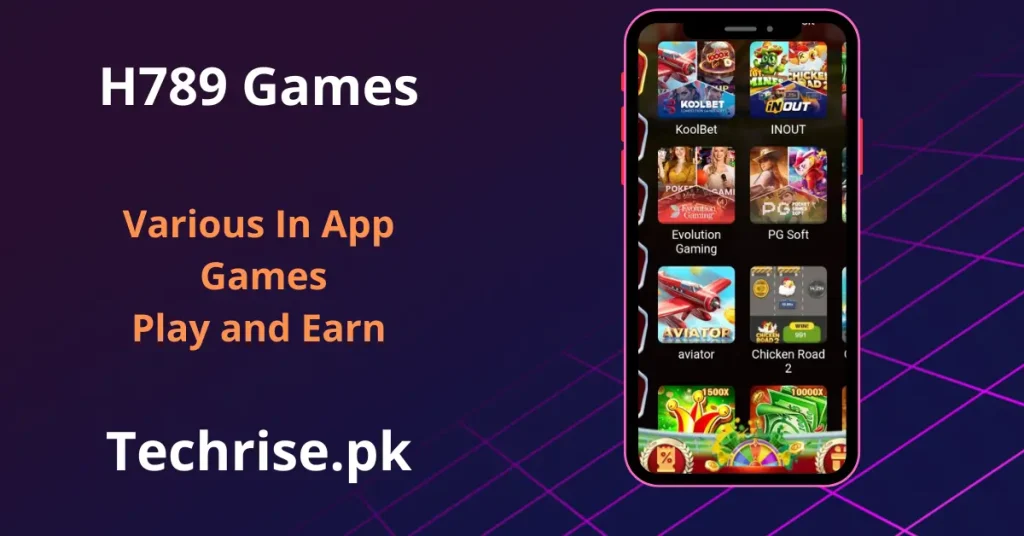 Image shows in app games of H789 like KoolBet, Evoultion Gaming, PG Soft and many more.