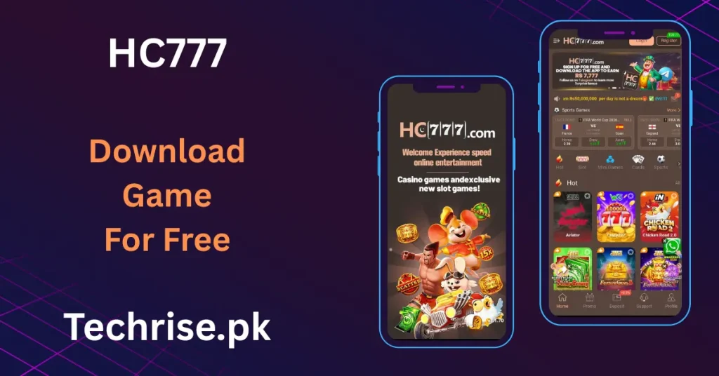 HC777.com app interface showing welcome screen and hot casino and slot games.
Get HC777 apk download for free with sports betting and exclusive slots.