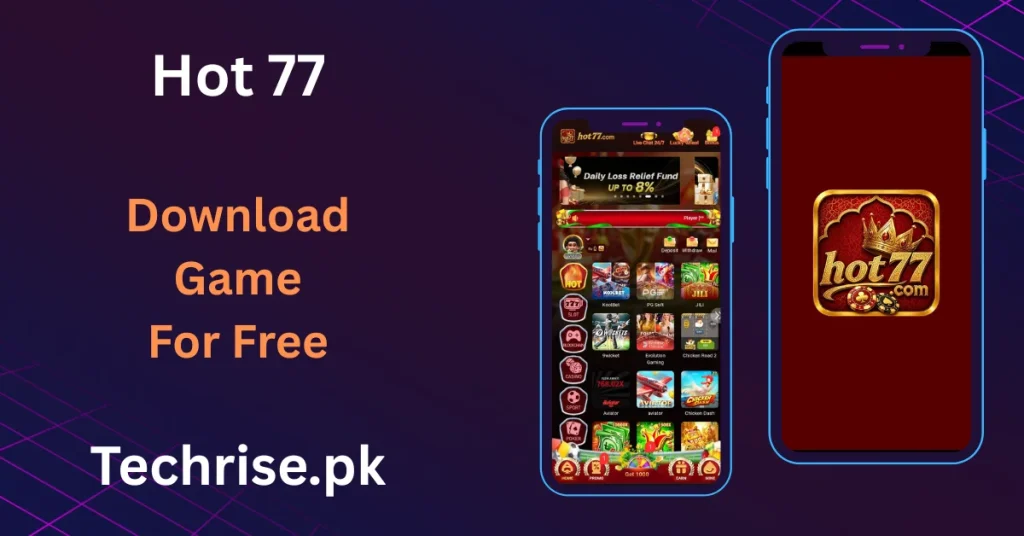 Hot77.com app interface displaying deposit, withdraw, and multiple game categories.
Get the HOT77 game apk download for free with easy access to slots and live games.