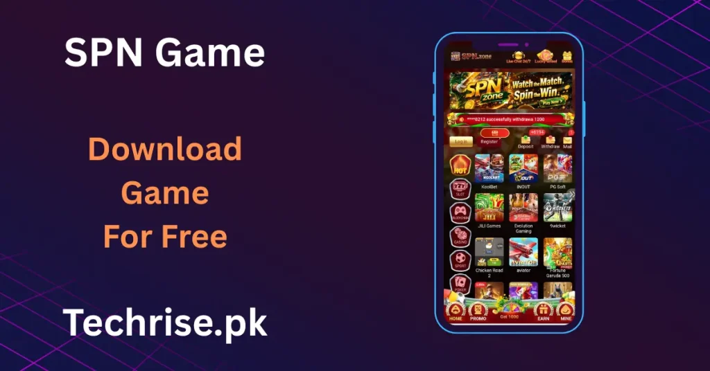 SPN.zone app interface showing spin banner, deposit options, and hot game categories.
SPN game apk, download for free with slots, sports, and casino games.