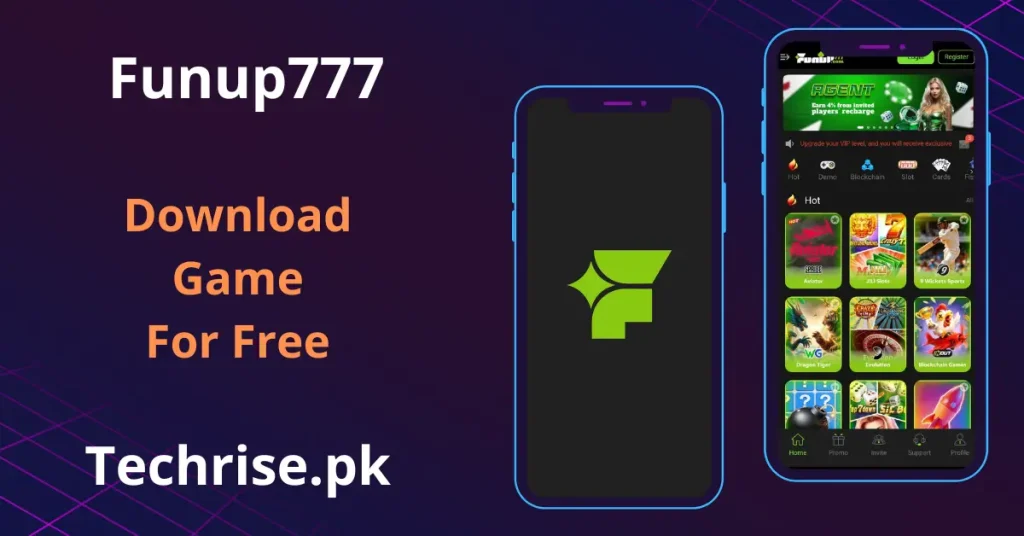 Funup777 game, download casino app interface showing the home screen and available games