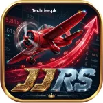 JJRS app logo icon featuring a red vintage airplane climbing over multiplier numbers on a dark background. The icon represents the aviator-style crash game available within the JJRS app.